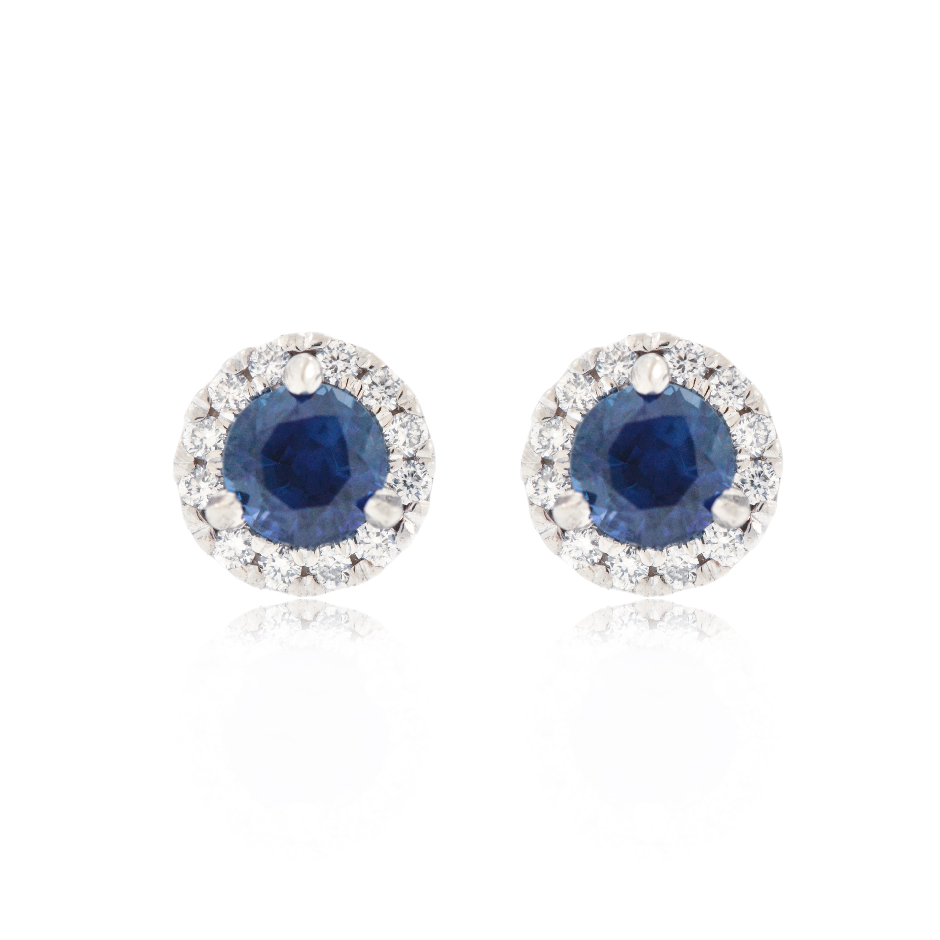 Blue Sapphire and Diamonds Studs