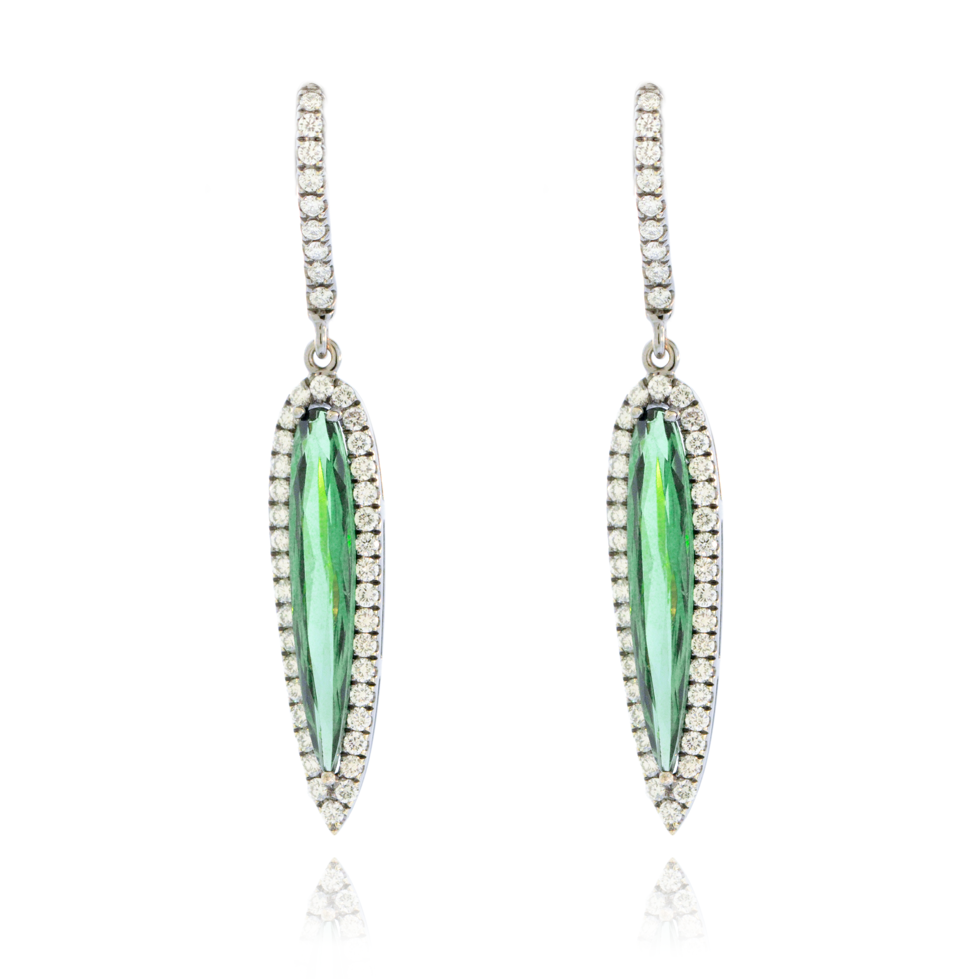 Tourmaline Diamond Dangly Earrings