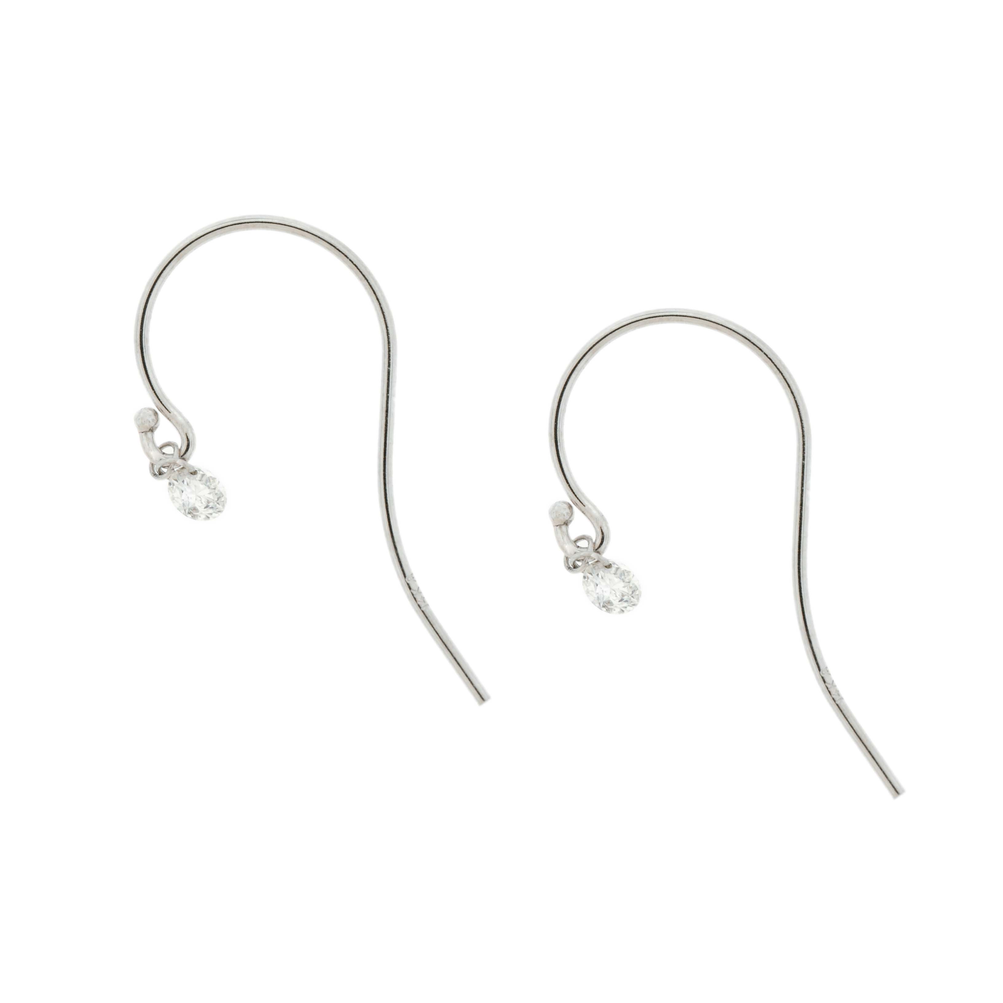Round Diamond Shepard Hook Earrings