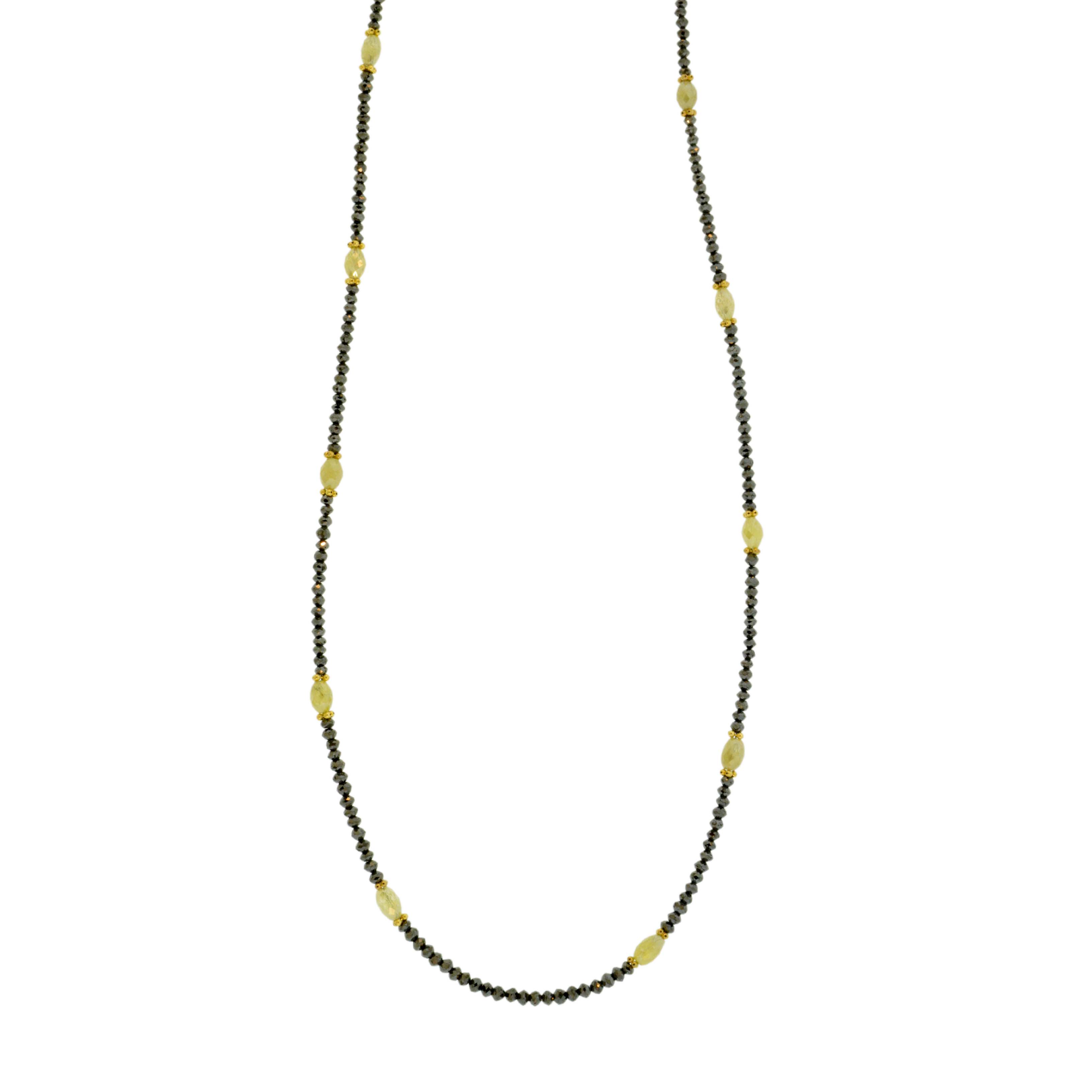 Black & Yellow Diamond Bead Necklace