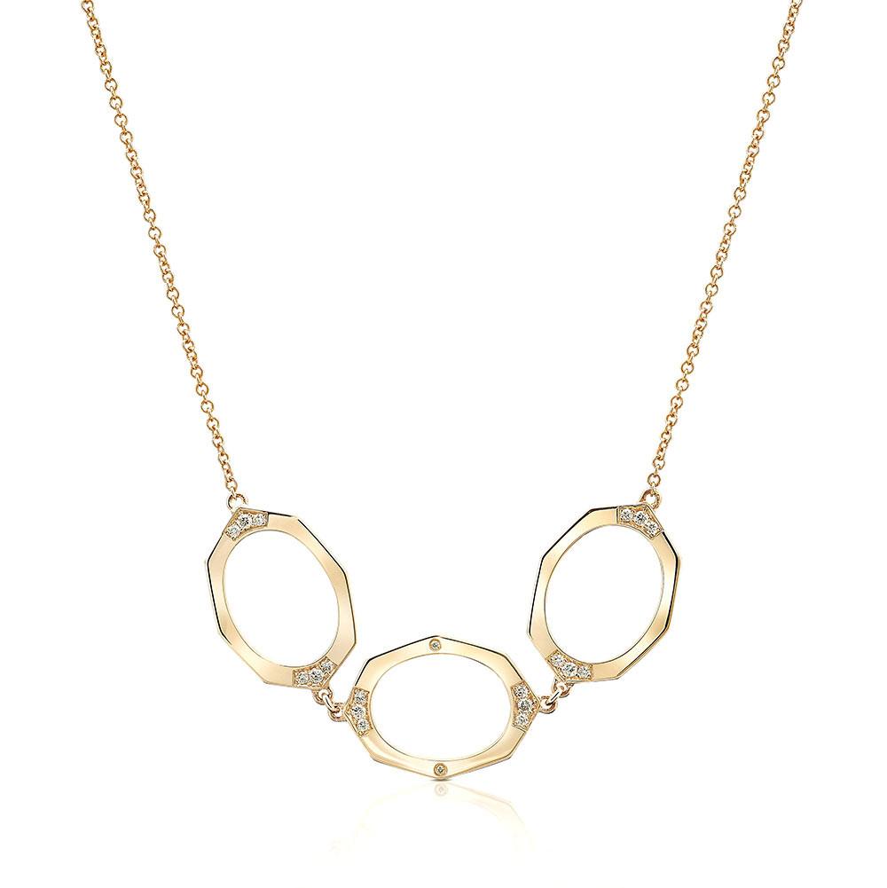 Three Oval Link Horizontal Diamond Necklace