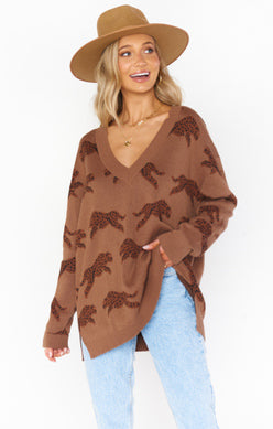 Gilligan Sweater- Jumping Cheetah Knit