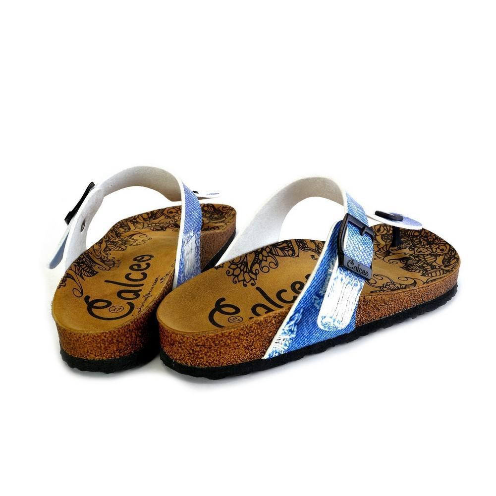 wasserette Accumulatie Afstudeeralbum Blue Jeans Patterned Sandal - CAL527 – Calceo.co