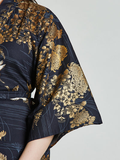Japanese Crane Cotton Kimono Robe | Japan Objects Store