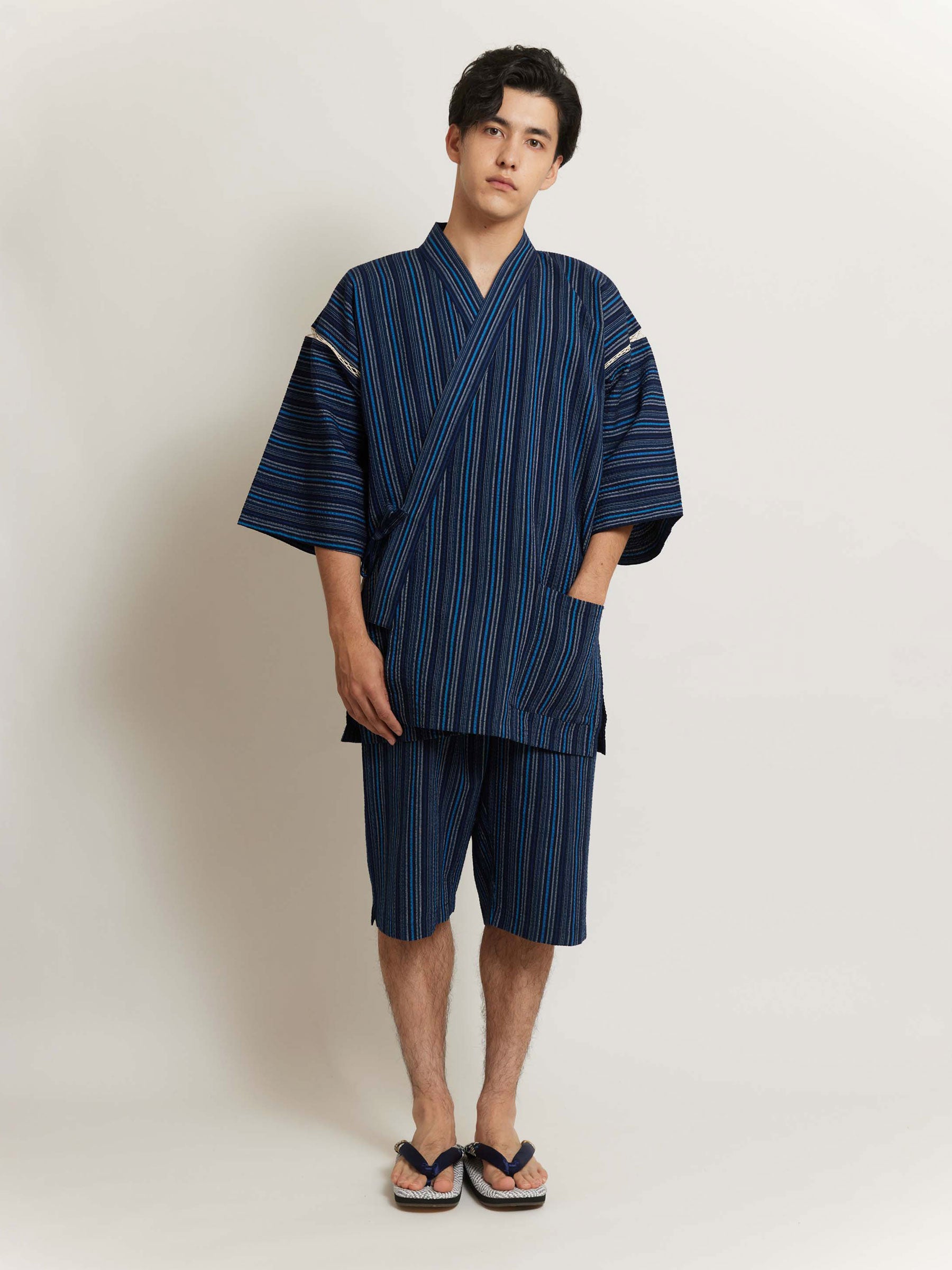 Aizome Jinbei Natural Cotton Shirt and Shorts | Japan Objects Store