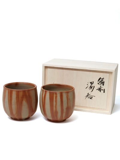 Sangiri Bizen Ware Yunomi Teacup Set by Hozan | Japan Objects Store
