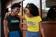 two-women-wearing-brio-soul-apparel-t-shirts-laughing-together