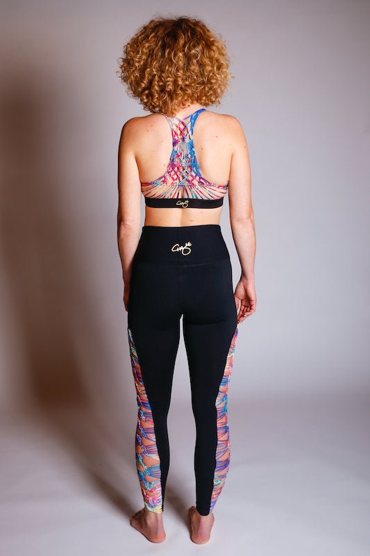 Black & Black Macramé Yoga Leggings - Brío Soul Apparel