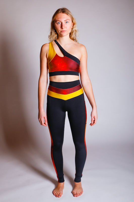 Fire Yoga Leggings with Pockets (Full Print) - Brío Soul Apparel