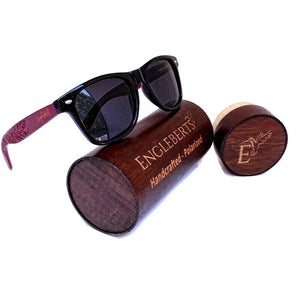 Rosewood Sunglasses With Wood Case, Polarized, Artisan Engraved, Sunglasses 