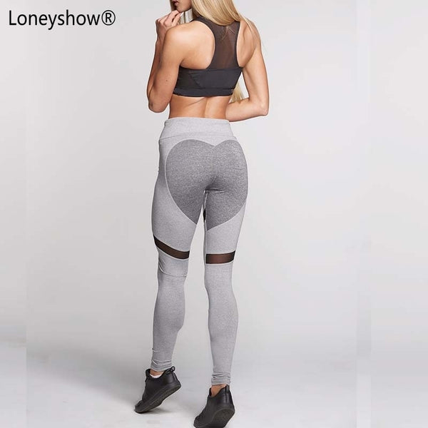 Patchwork Leggings - Gray Black Mesh