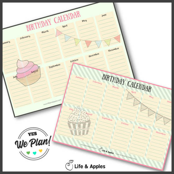 Perpetual Birthday Calendar - Free Printable – Life & Apples