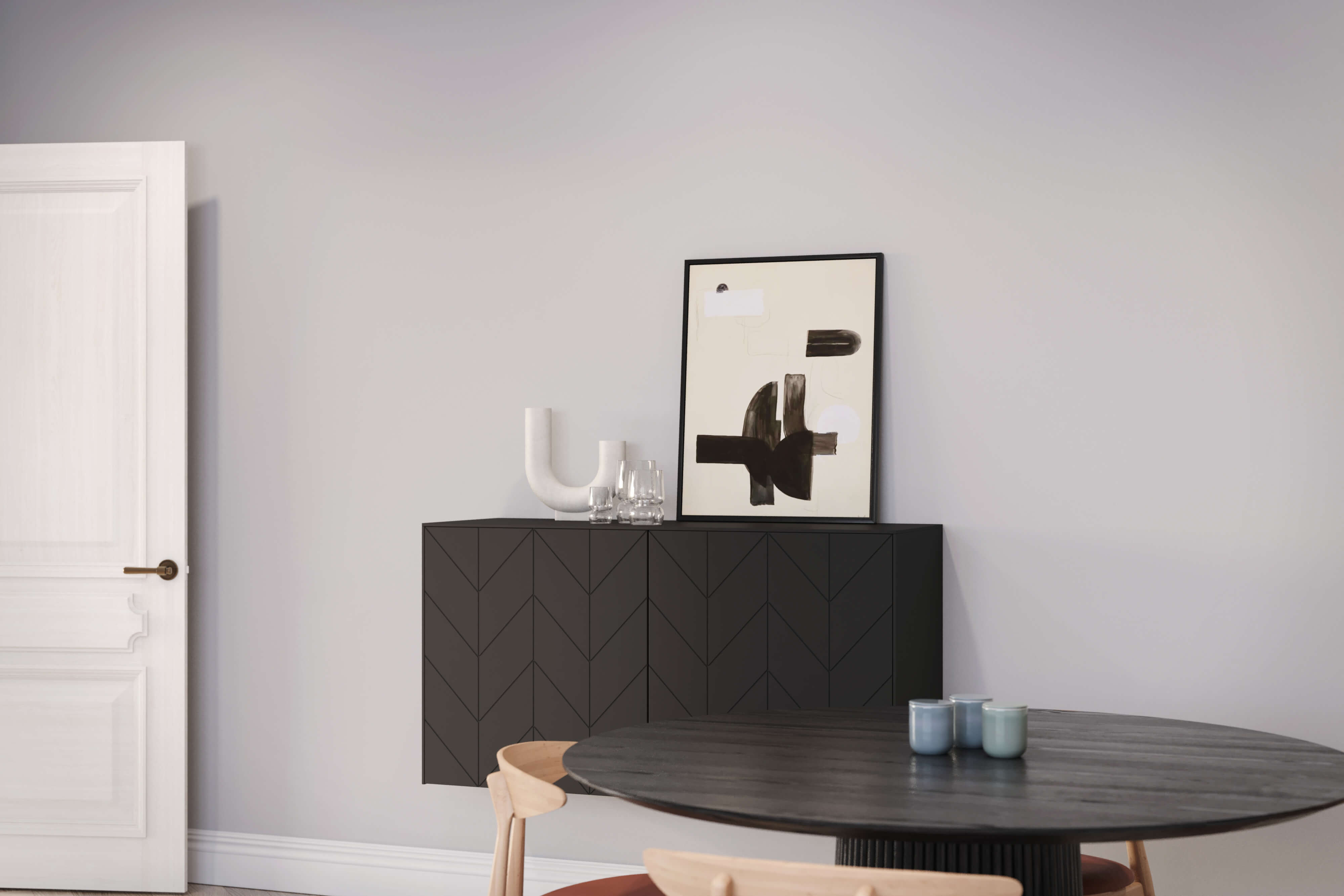 Charcoal black Eleanor doors Besta Credenza IKEA Norse Interiors