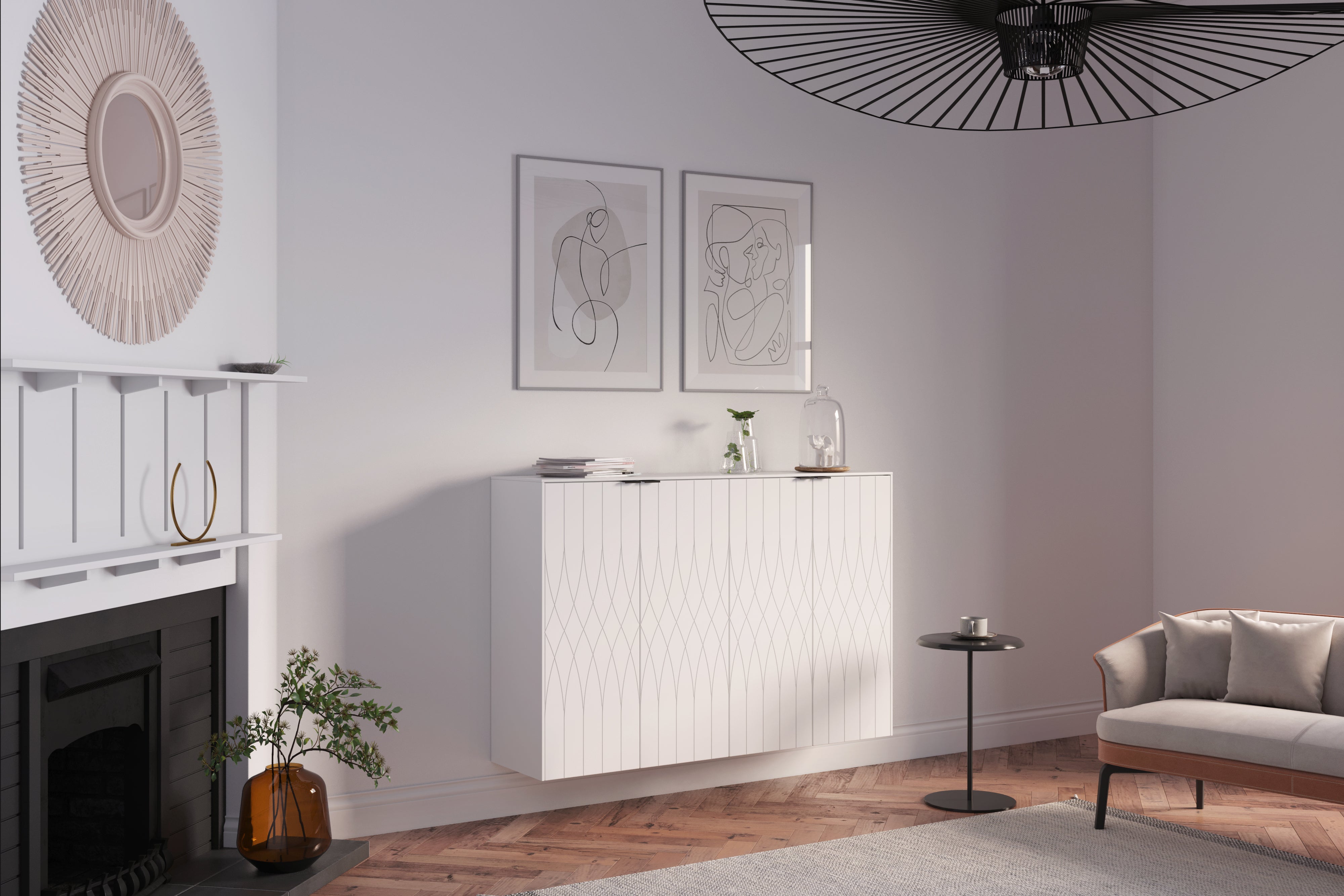 Sektion sideboard Eva doors panels white lace IKEA Norse