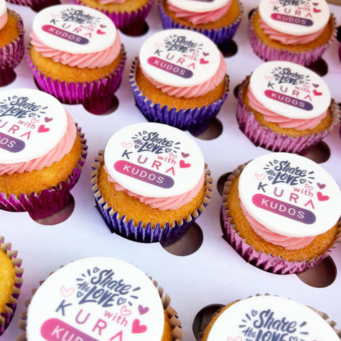 branded cupcakes for Valentine's Day