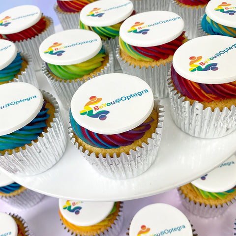 rainbow pride logo cupcakes