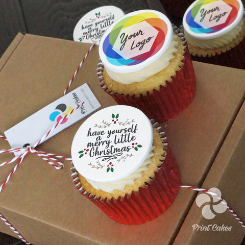 logo Christmas corporate cupcakes