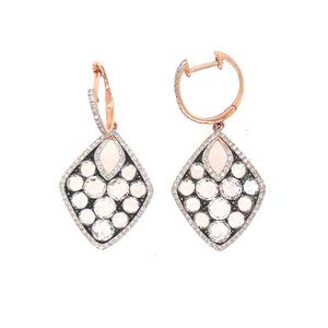 14K Rose Gold White Topaz And Diamond Dangle Hoop Earrings