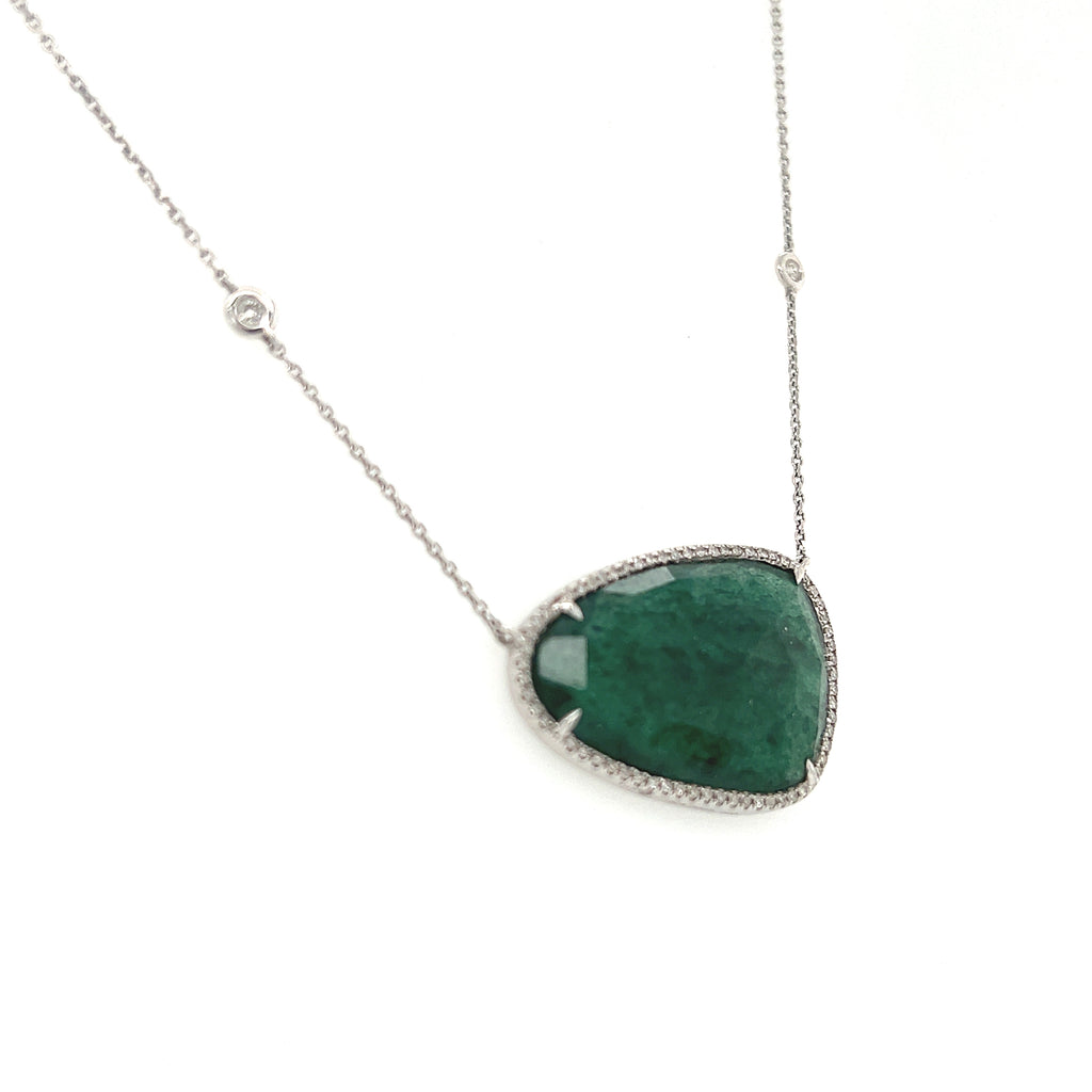 white gold jade necklace