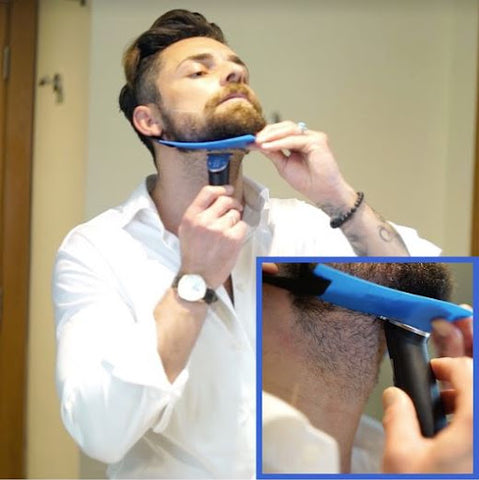 <img src="Flexshaper Before.png" alt="man with blue Aberlite Flexshaper trimming beard">