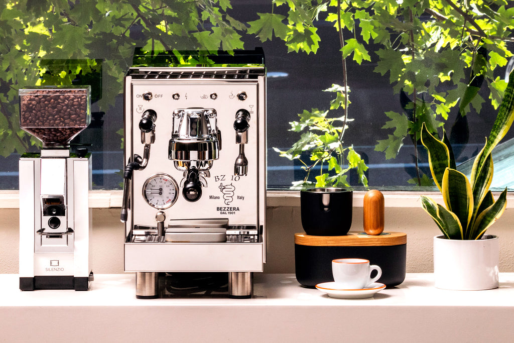 Bezzera BZ10 espresso machine with the Eureka Silenzio espresso grinder
