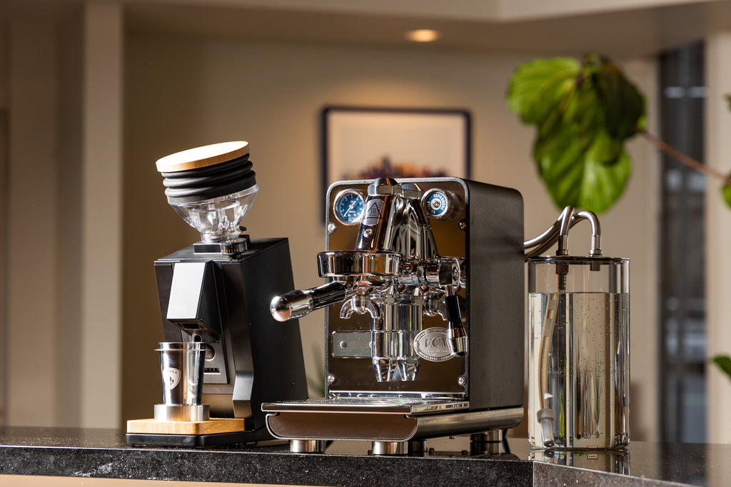 ecm puristika espresso machine & eureka single dose grinder lifestyle by clive coffee