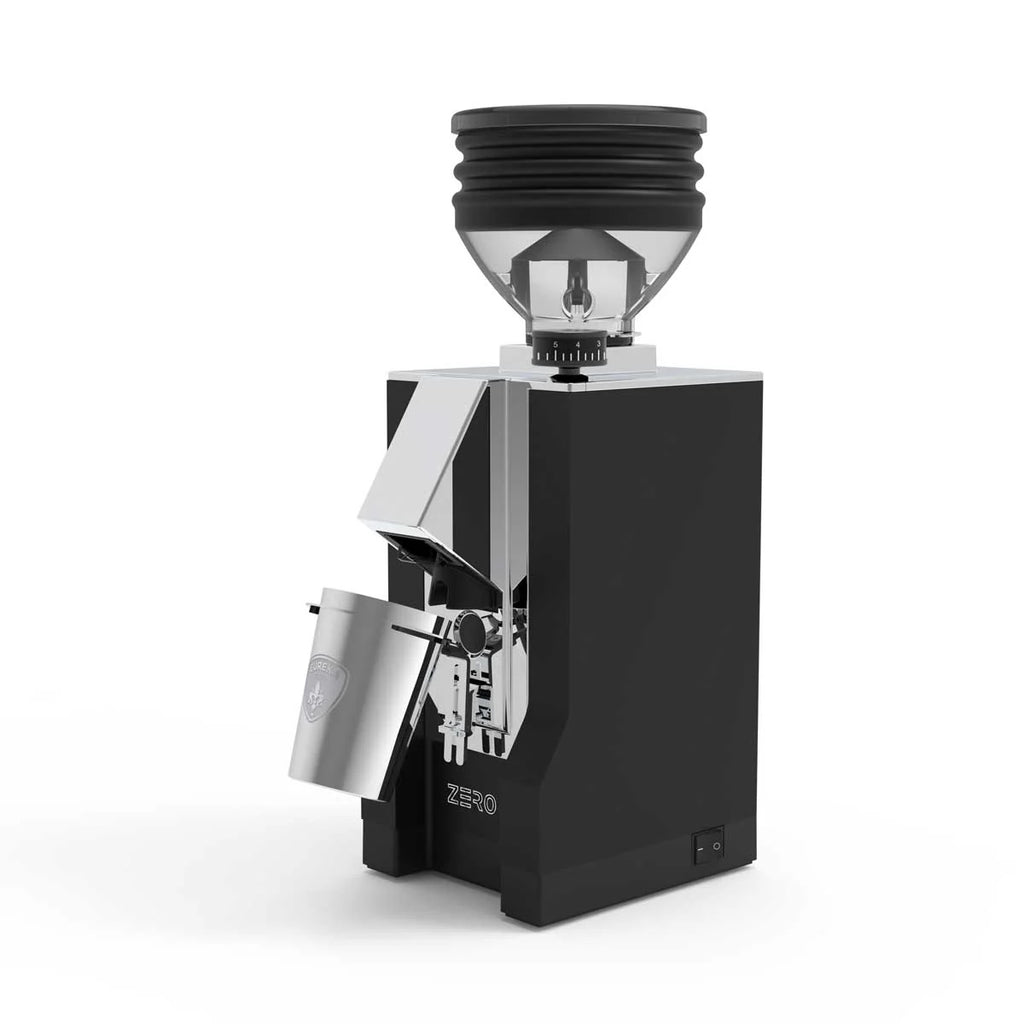 Eureka Zero espresso grinder in black knockout by clive coffee