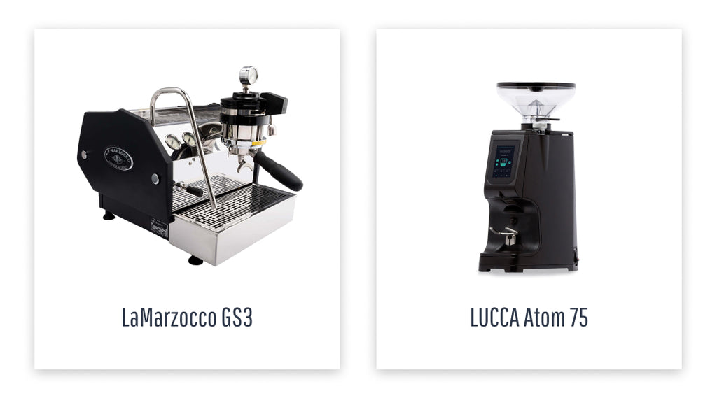 LaMarzocco GS3 Espresso Machine, with LUCCA Atom 75 Espresso Grinder, from Clive Coffee