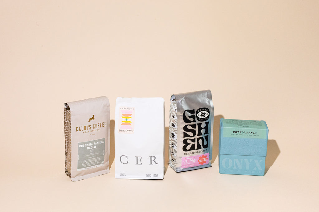 Four bags of coffee from Mistobox Coffee Subscription Service