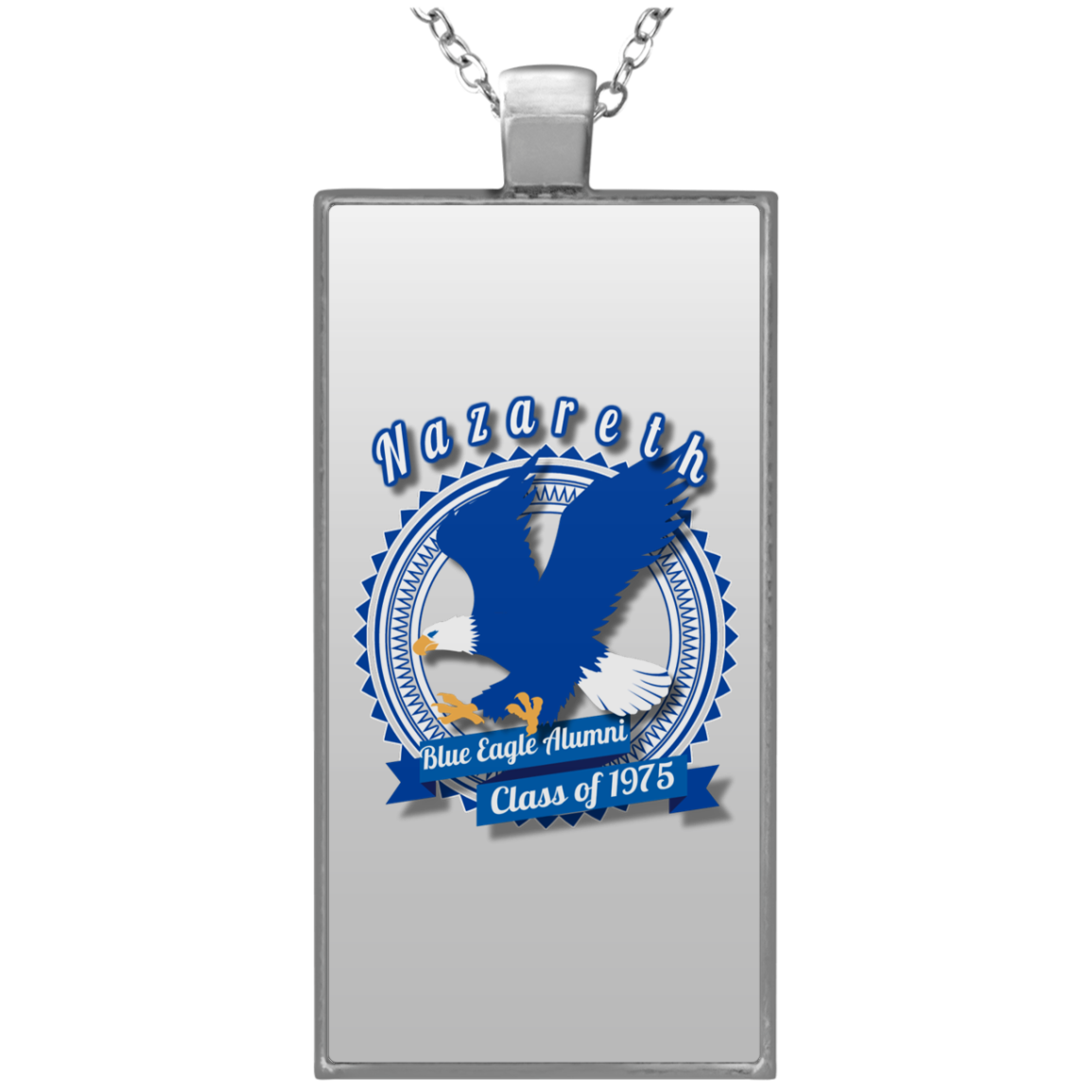 Blue eagle alumni badge UN4682 Rectangle Necklace