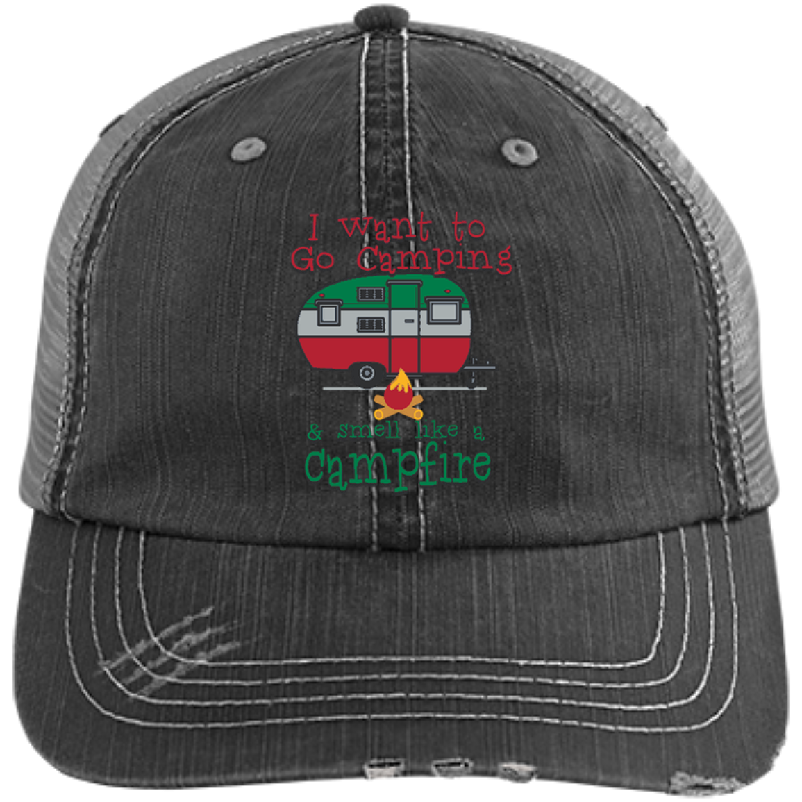 Smell Like a Campfire Distressed Unstructured Trucker Cap