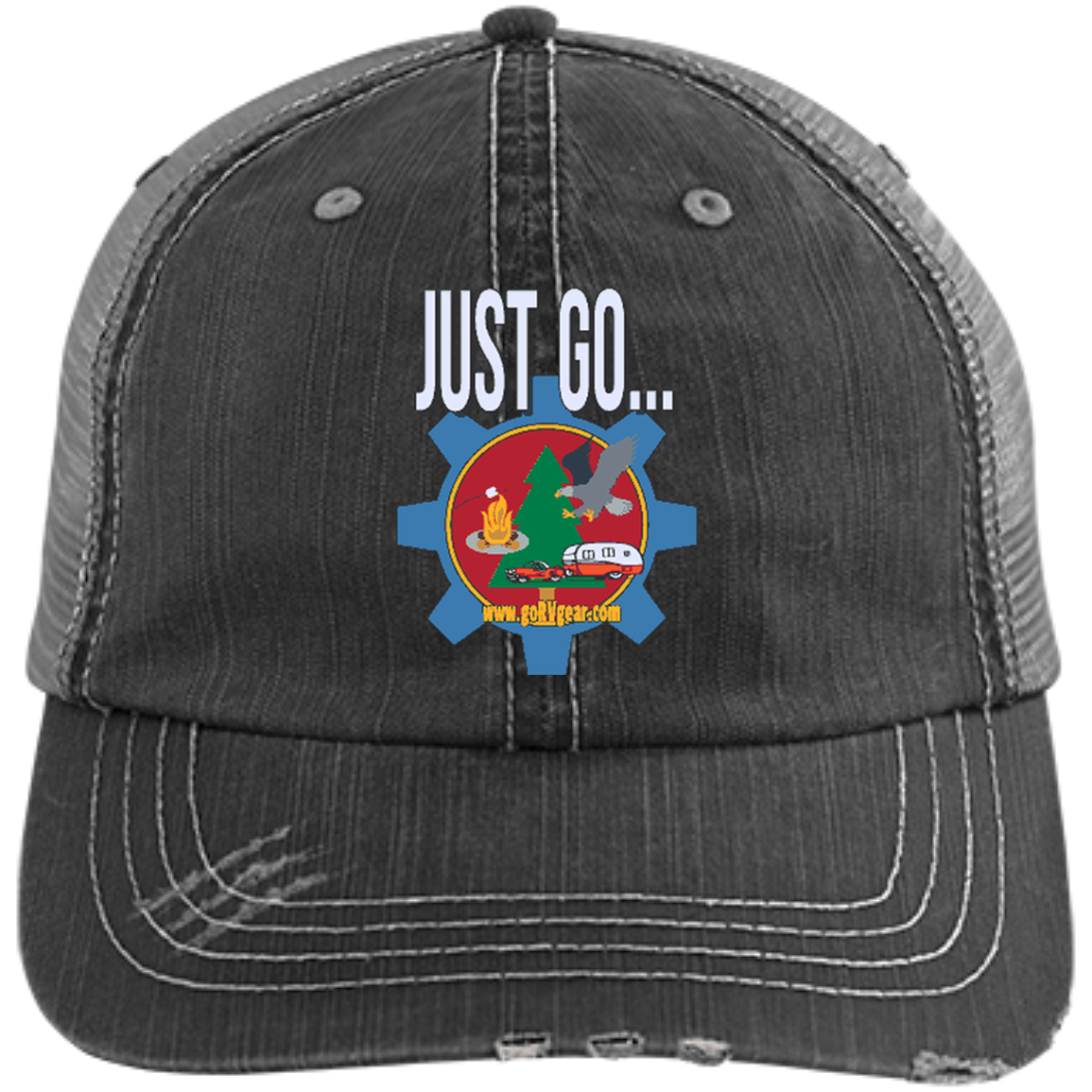 Just Go Distressed Unstructured Trucker Cap