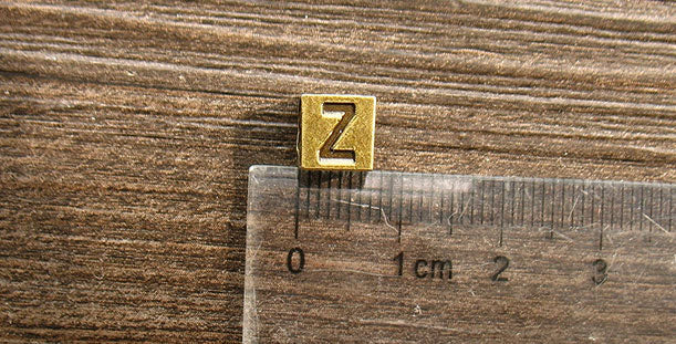 A-Z Alphabet Letter Charms Cubic Beads Bronze Vintage Zakka