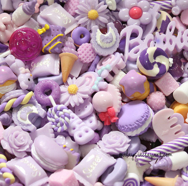 Purple Assorted Mix Kawaii Decoden Kit Cute Cabochons