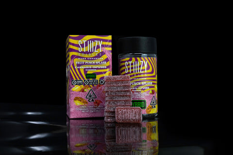 Weed gummies packaged in jars or boxes can come in a fruit punch flavor.