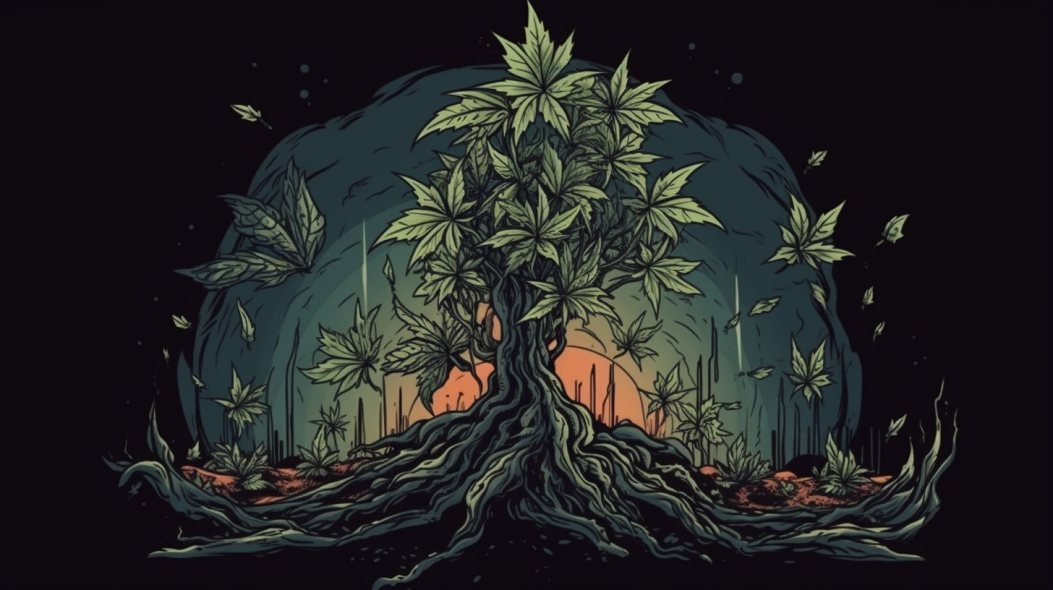 animated picture of a weed tree with deep roots