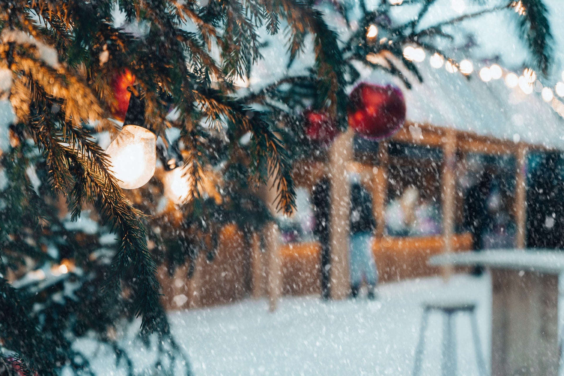 Christmas market in the snow