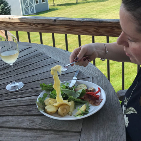 Enjoying a raclette meal 