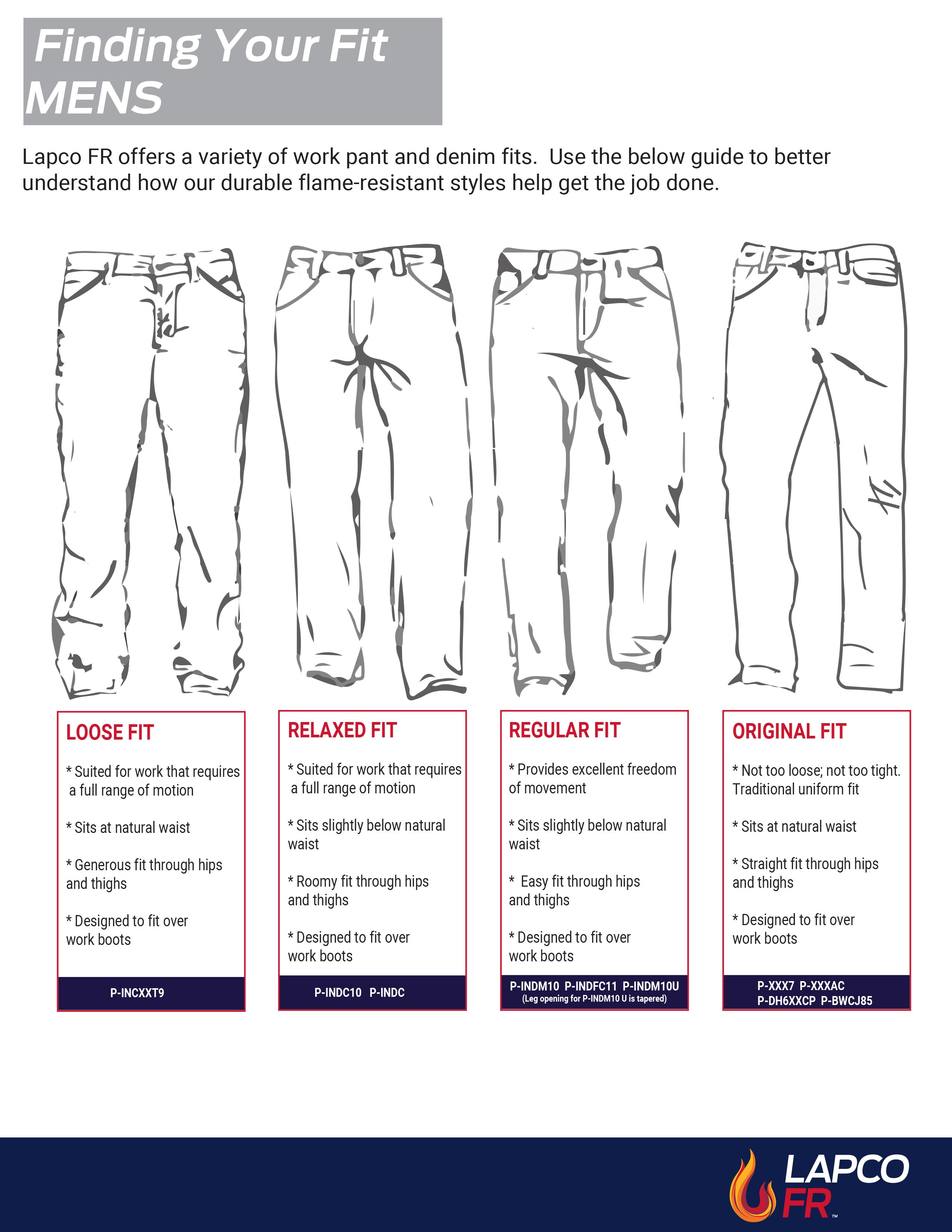 Lapco Fire Retardant Clothing Size Chart - 5