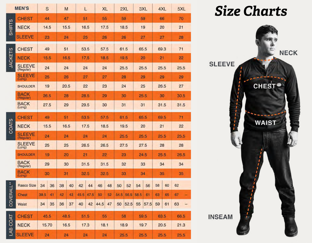 men and women size chart