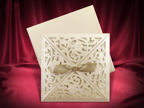 Laser Cut Wedding Invitations Four Sides Opening