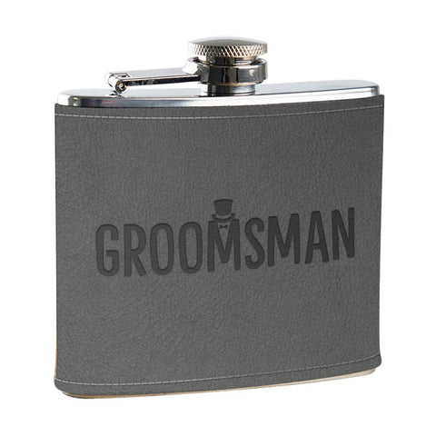 Grey Leather Hip Flask