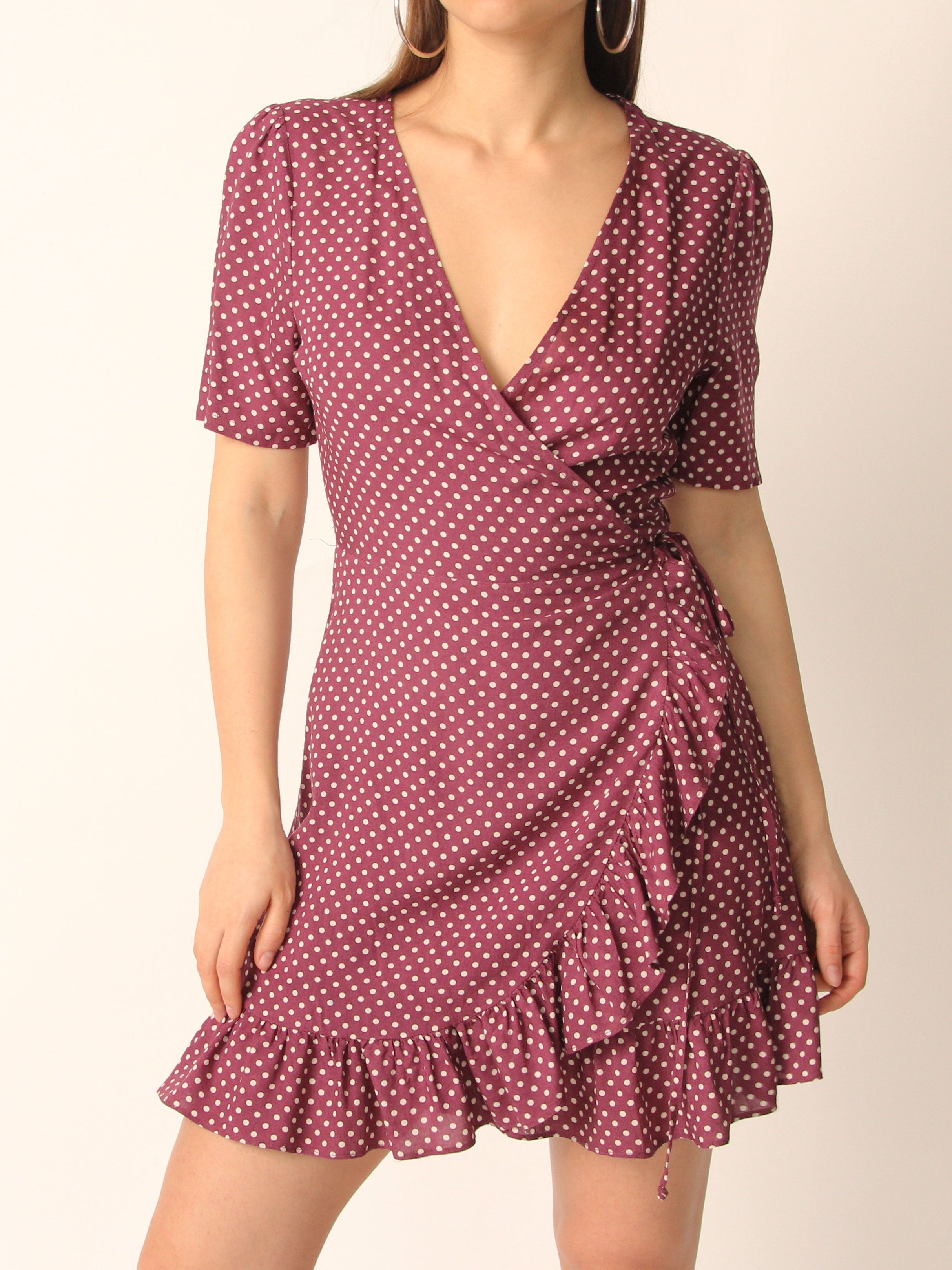 polka wrap dress