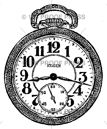 vintage pocket watch drawing