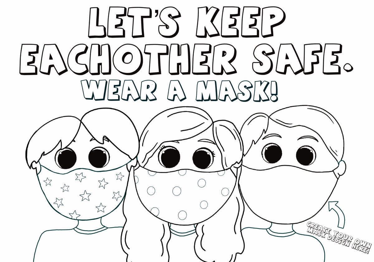 Kids Wearing Face Masks Coloring Page! – Love Woolies