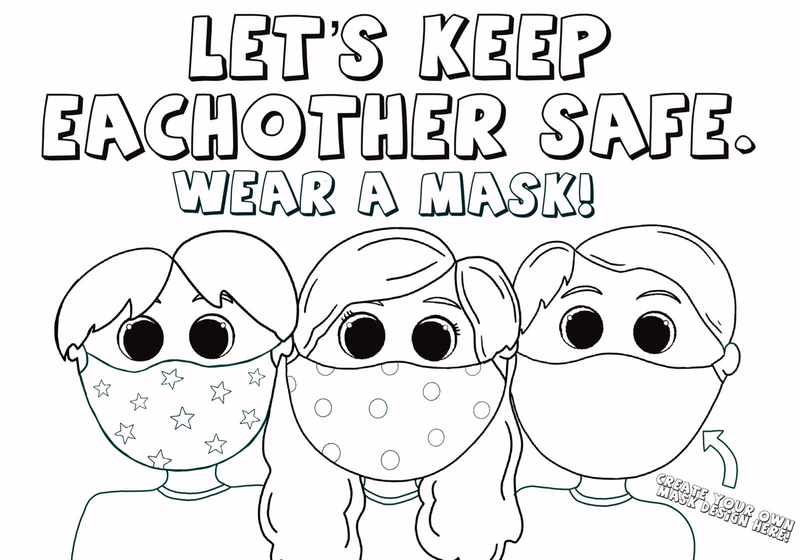 Kids Wearing Face Masks Coloring Page Love Woolies