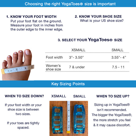 YogaToes For Women Sizing Chart