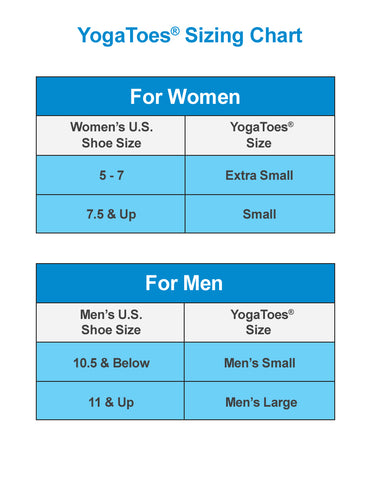 Yoga Toes Size Chart