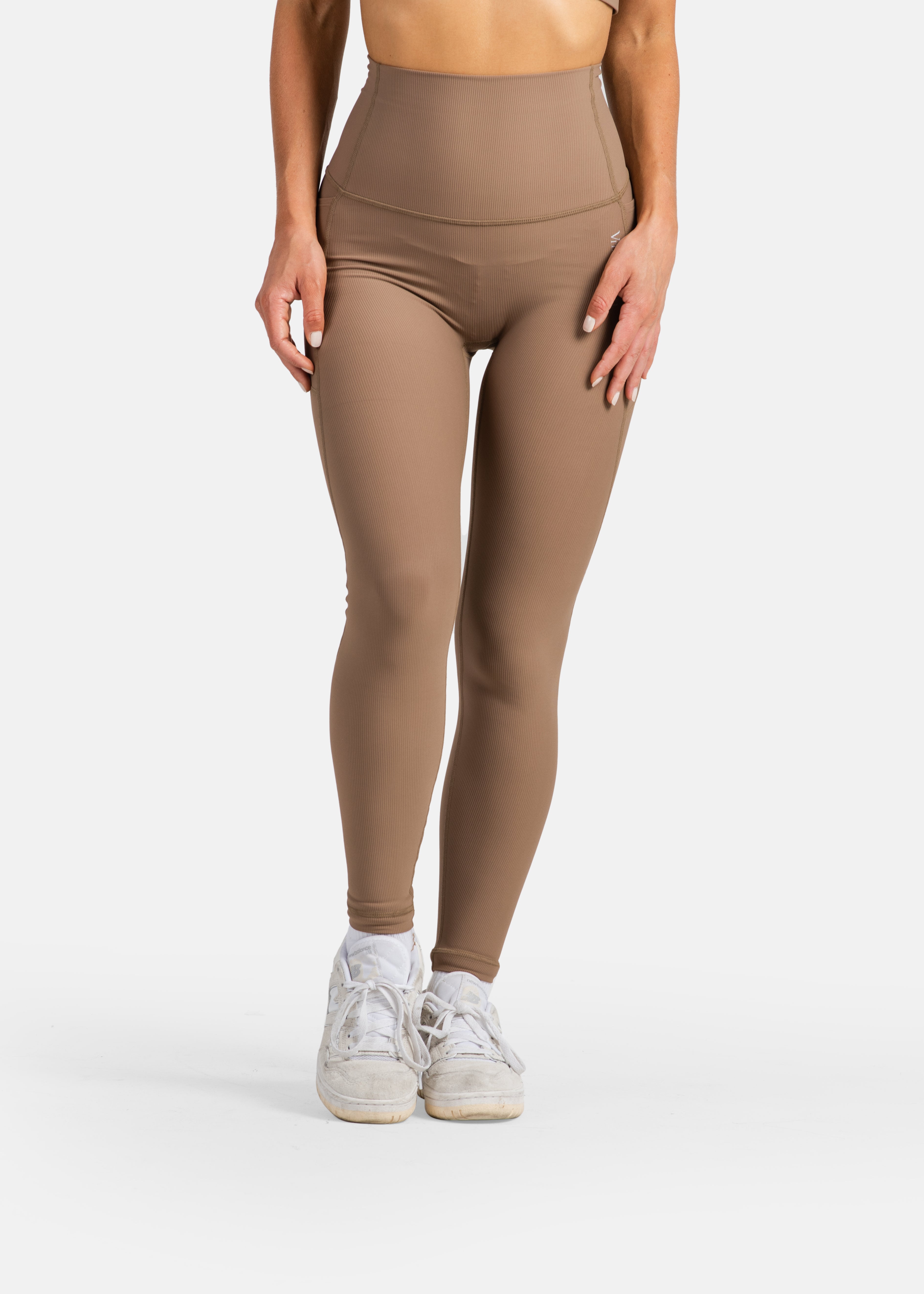 Ribbed Action Pocket Leggings Sand Brown - CA$28.00