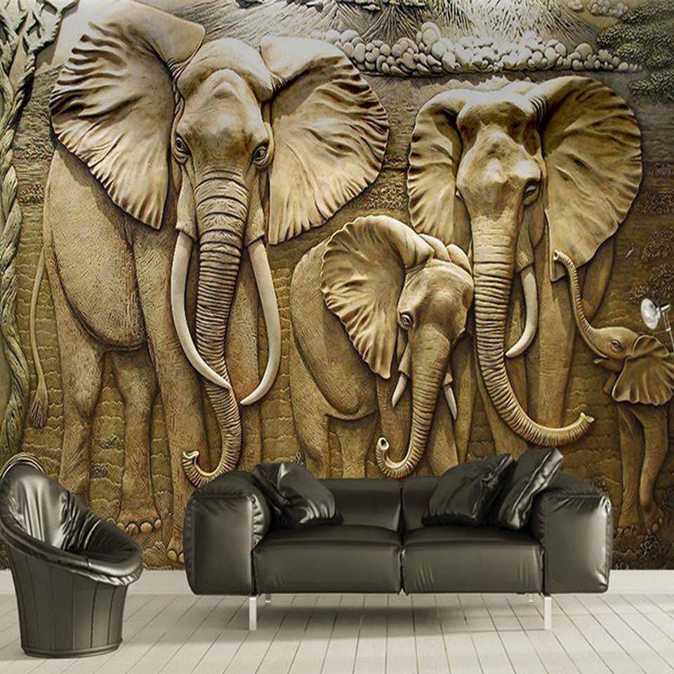 Avikalp 3D Elephant Wallpaper Murals for Living Room Wall